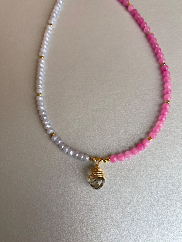 Gemstone Bead Necklace with Pendant - 2