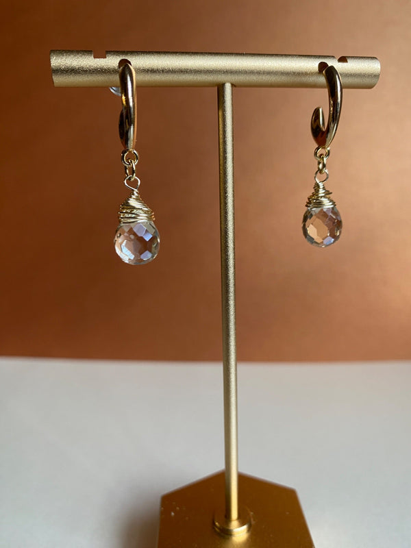 Pearl and Teardrop Crystal Bead Earrings - 5