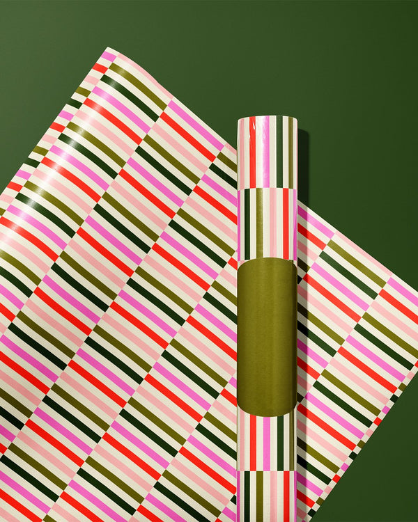 Holly Jolly Stripes Pattern - Wrapping Paper Sheets - 1