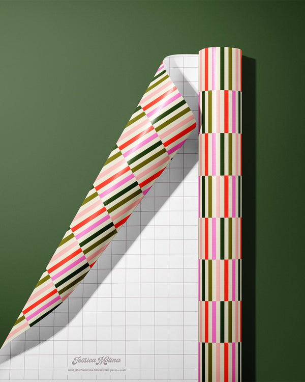 Holly Jolly Stripes Pattern - Wrapping Paper Sheets - 2