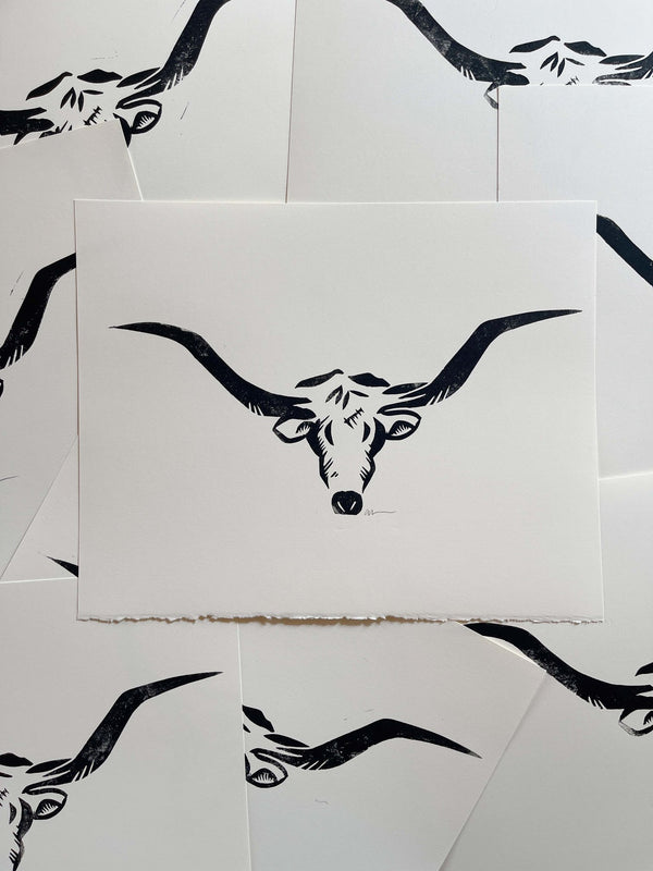 'Longhorn' Linocut Print - 3
