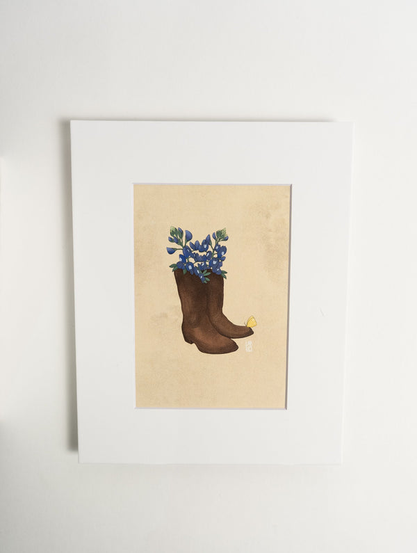 Cowboy Boots and Bluebonnet Art Print - 2