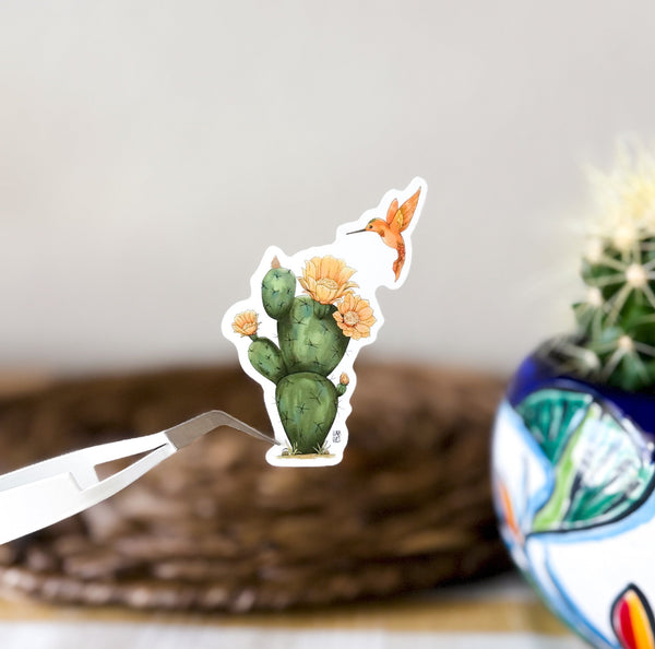 Cactus and Hummingbird Sticker - 2