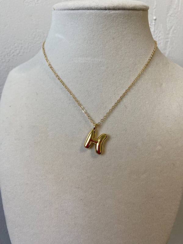 Bubble Letter Initial Pendant Necklace - 2