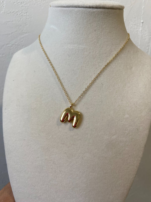 Bubble Letter Initial Pendant Necklace - 4