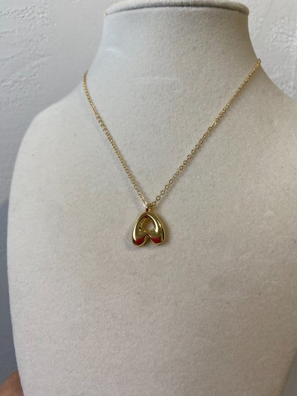 Bubble Letter Initial Pendant Necklace - 7