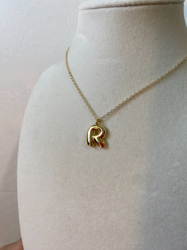 Bubble Letter Initial Pendant Necklace - 8