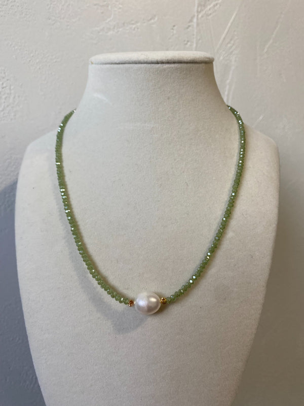 Pearl and Crystal Gemstone Pendant Necklace - 2