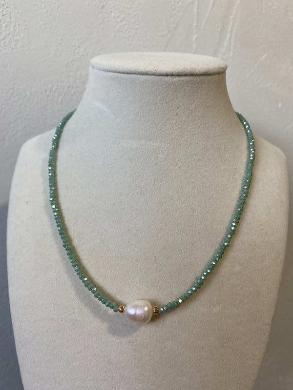 Pearl and Crystal Gemstone Pendant Necklace - 6