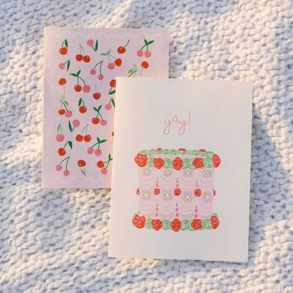 yay! Pink Vintage Cake Greeting Card - 4