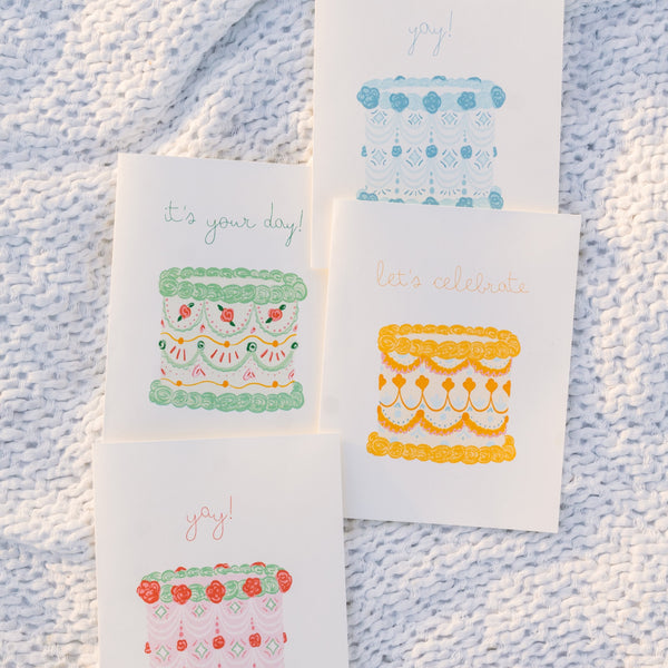 yay! Pink Vintage Cake Greeting Card - 3