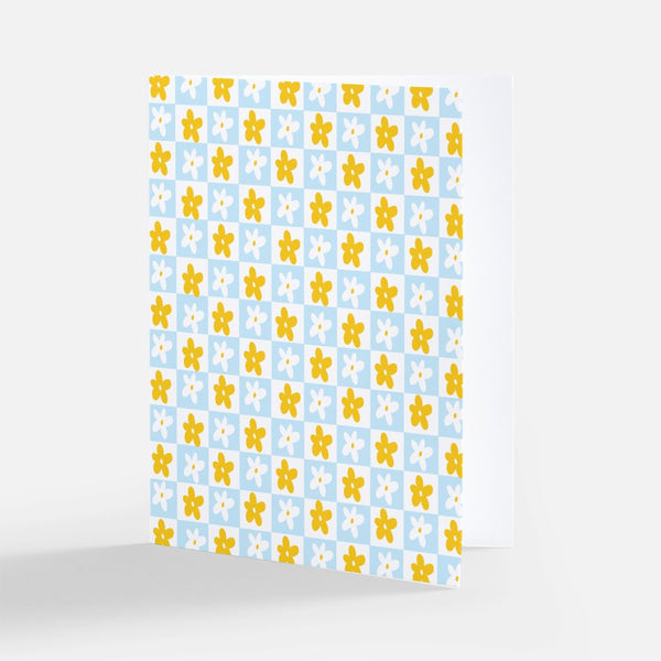 Daisies In Bloom! Checkered Greeting Card - 1