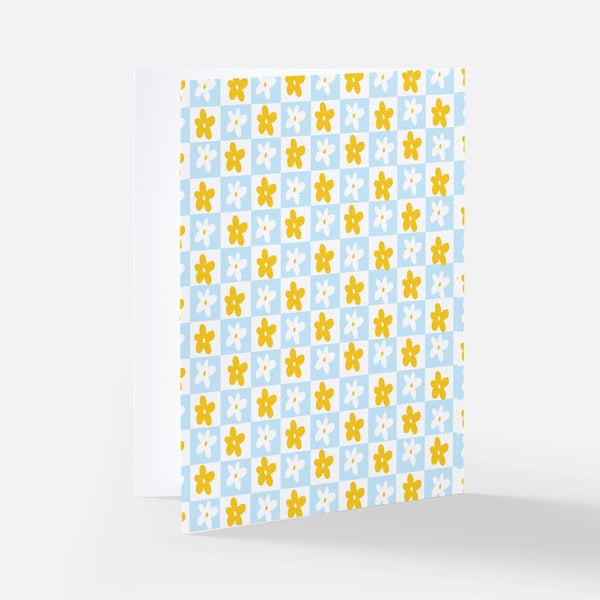 Daisies In Bloom! Checkered Greeting Card - 2
