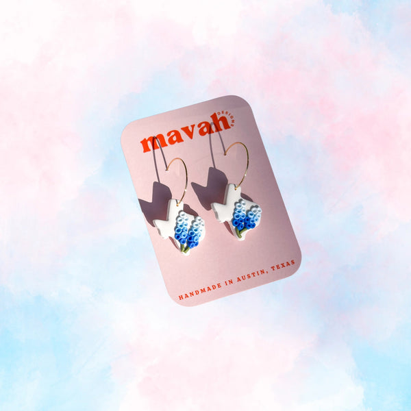 Texas Bluebonnet Hoop Earrings - 1