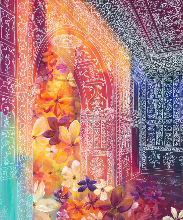Colorful Indian Archway with Flowers Print