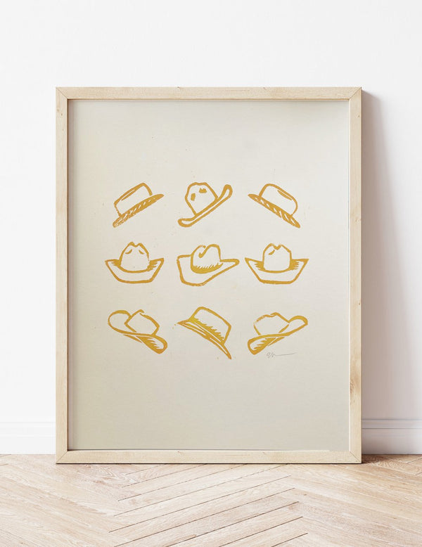'Hats' Linocut Print