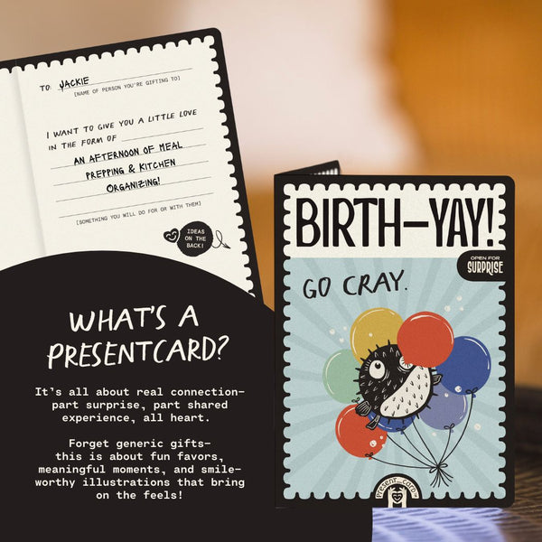 PresentCard™ Birth-Yay! Go Cray Balloon Fish Birthday Card