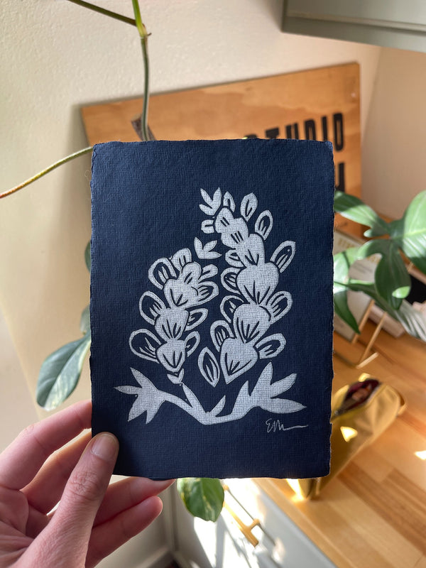 'Bluebonnets' Linocut Print