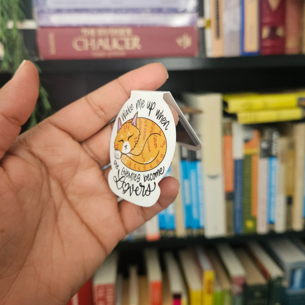 Enemies to Lovers Sleeping Kitty Magnetic Bookmark