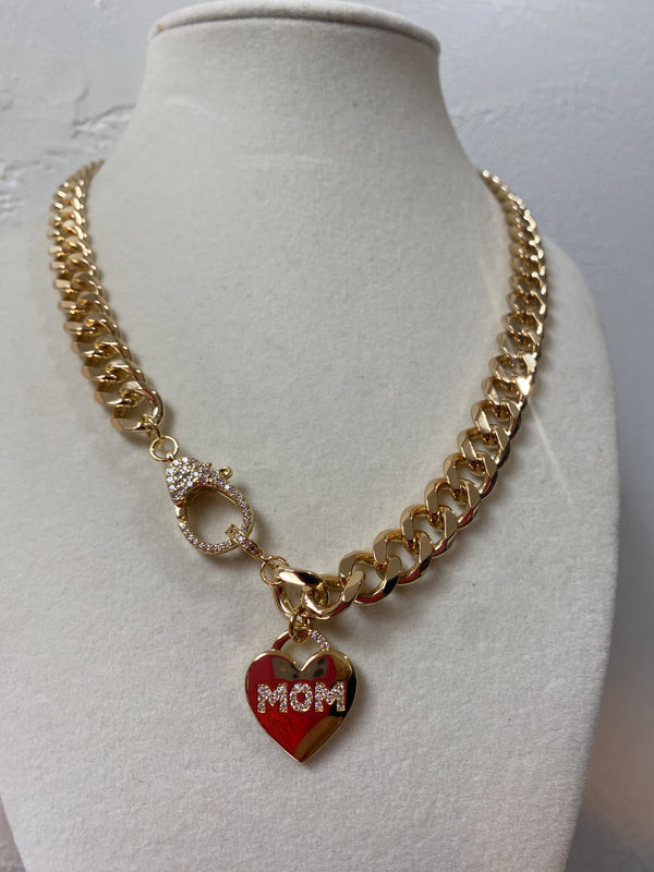 Chain Link and Gemstone Bead Accent Necklace