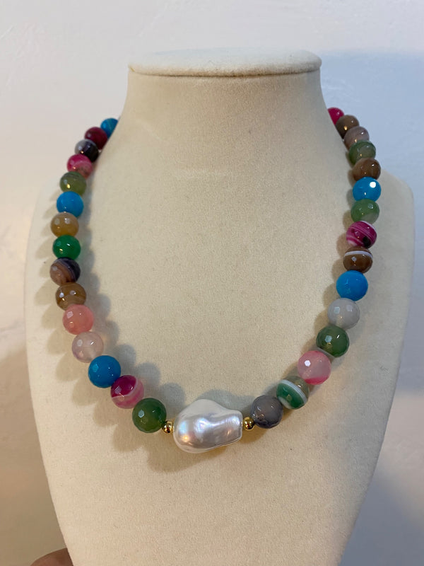 Two Tone Pearl & Bead Necklace