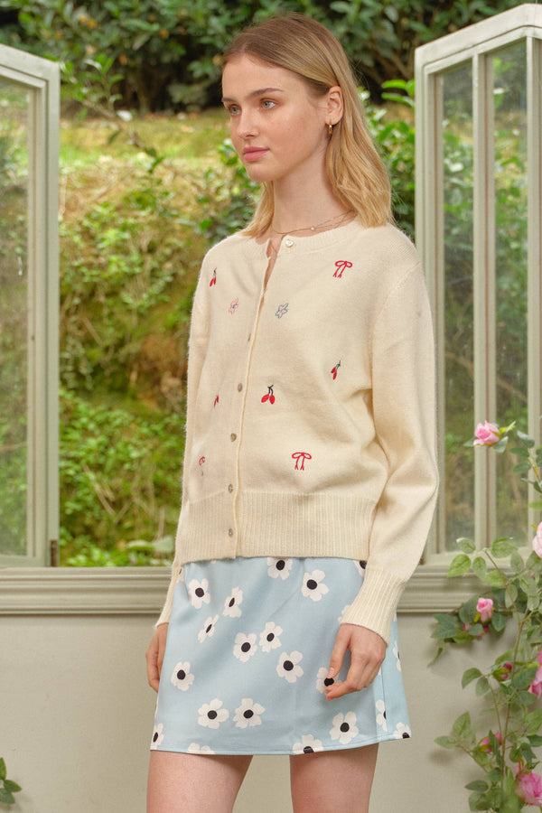 Sweetly Embroidered Knit Cardigan