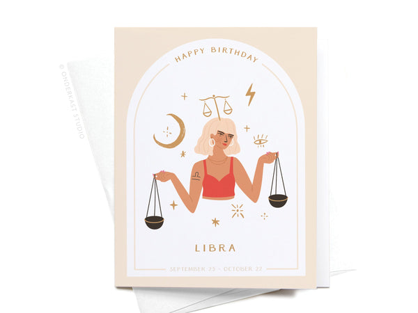 Happy Birthday Libra Zodiac Greeting Card – DS