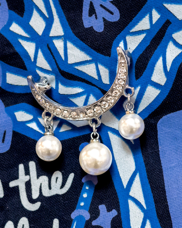 Bandana Brooch - Crescent + Pearls