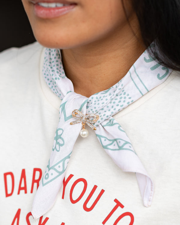 Bandana Brooch - Bow + Pearl