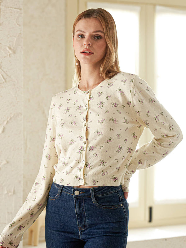 Dainty Floral Knit Cardigan