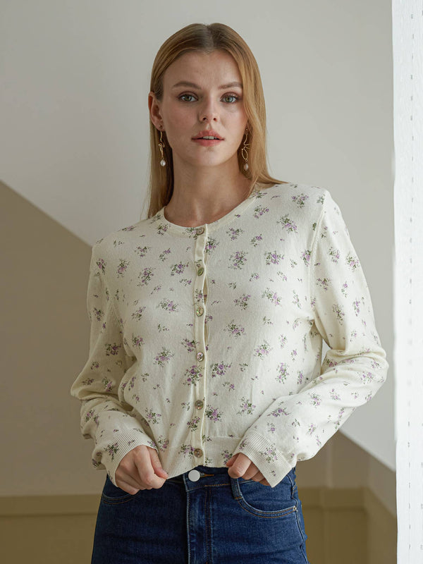 Dainty Floral Knit Cardigan