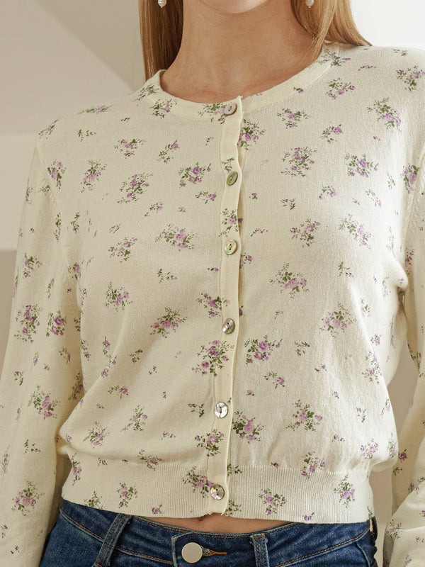 Dainty Floral Knit Cardigan