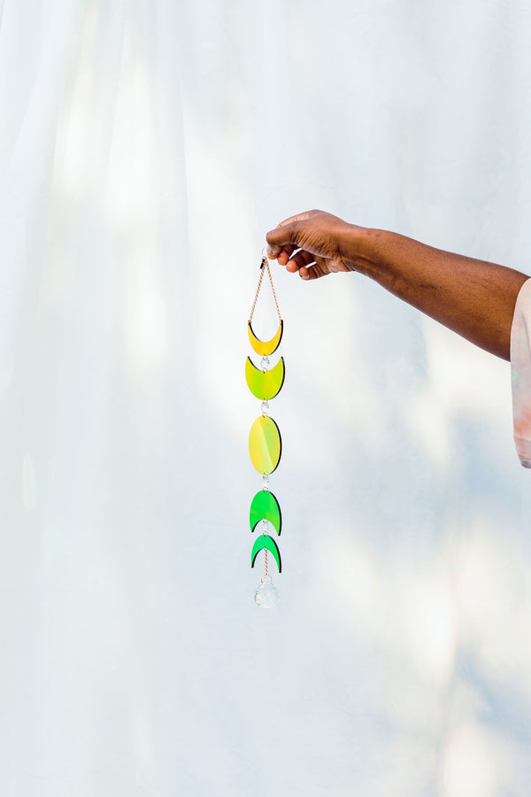 Dark Iridescent Moon Phases Lasercut Acrylic Suncatcher - 2