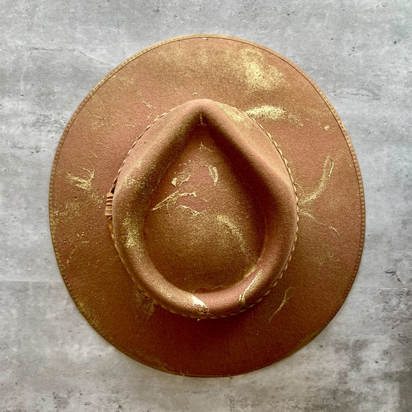 Gold Marbled Wide Brim Panama Hat - 2