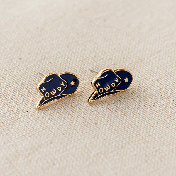 Howdy Cowgirl Hat Enamel Earrings - 1