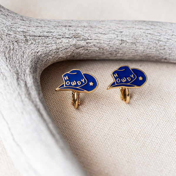 Howdy Cowgirl Hat Enamel Earrings - 5