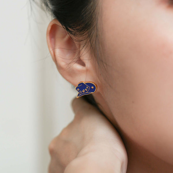 Howdy Cowgirl Hat Enamel Earrings - 2