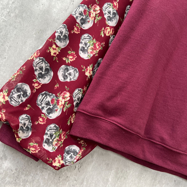 Puff Sleeve Sweatshirt - Skull Print - 3