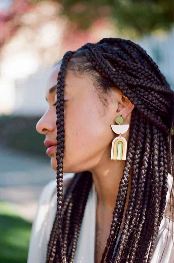 Green Rainbow Arch Earrings