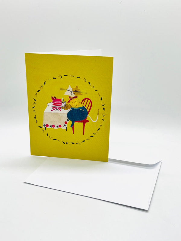 Cat Loves Cake Greeting Card - 2