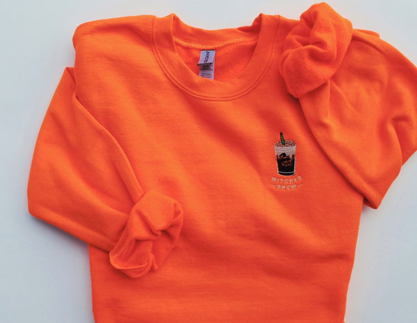 Orange Witches Brew Iced Coffee Embroidered Sweatshirt - 1
