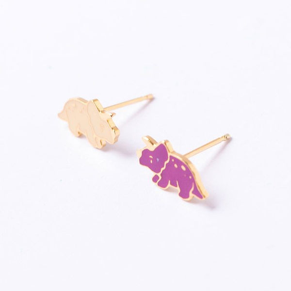 Triceratops Enamel Stud Earrings - 3