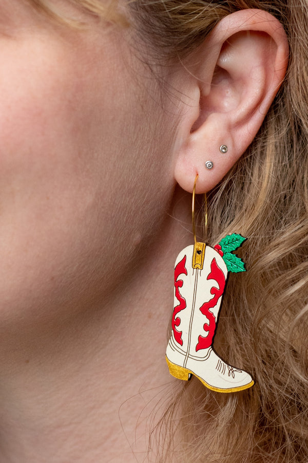 Holly Cowboy Boot Hoops - 1
