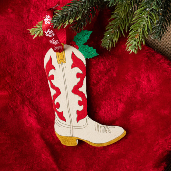 Holly Cowboy Boot Ornament - 2
