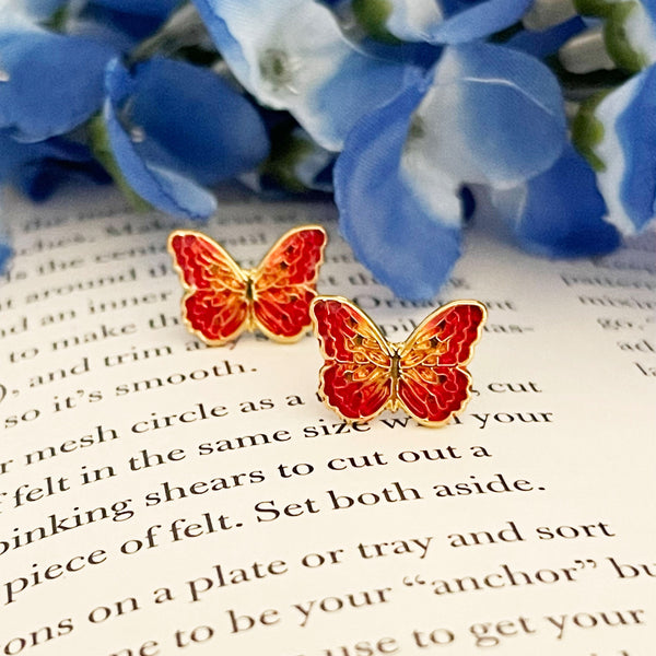 Butterfly Enamel Stud Earrings - 4
