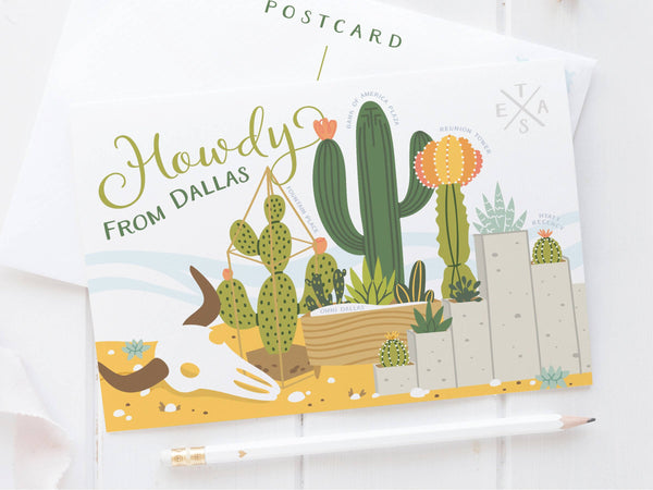 Dallas Succulent Skyline Postcard