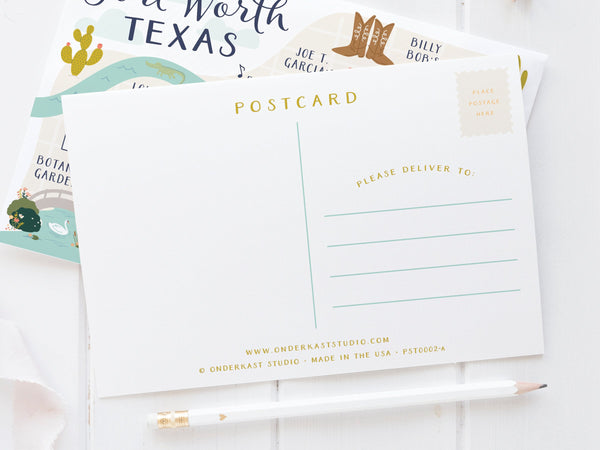 Fort Worth Map Postcard - onderkast-studio