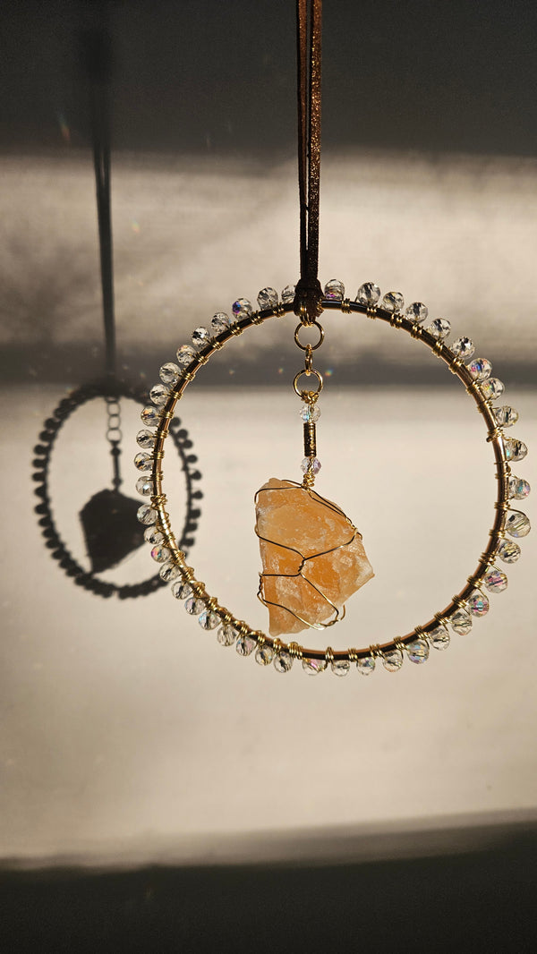 Raw Crystal Suncatcher // Single Hoop