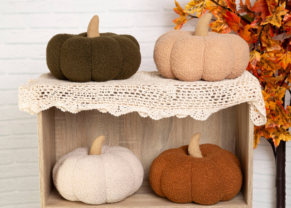 Cream Sherpa Pumpkin Pillow