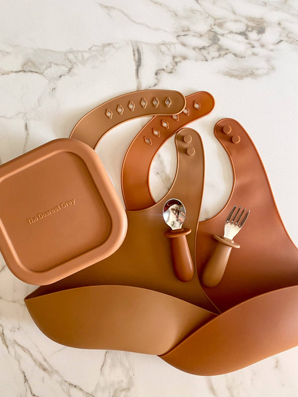 Silicone Catch Bib Set | Ginger & Terracotta